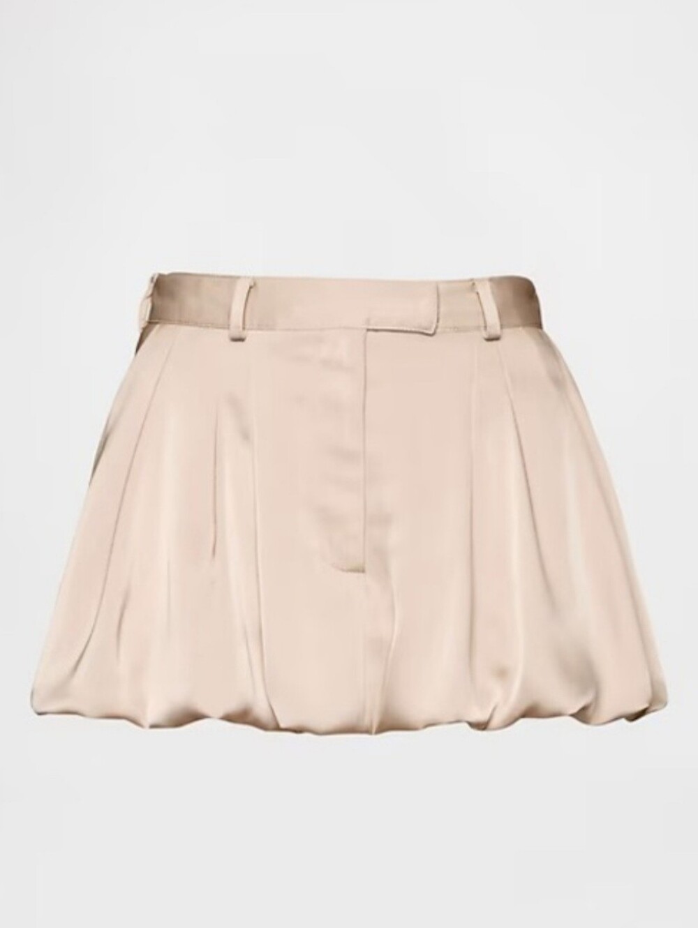 GAP STUDIOS Satin Pleated High-Waist Bubble Mini Skirt In Light Beige Size 2